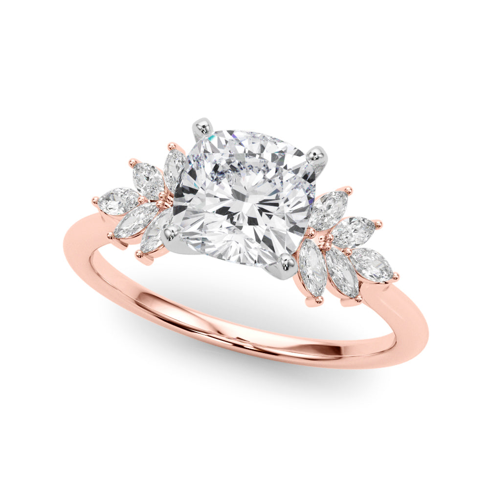 Radiant Peg Center Marquise Diamond Engagement Ring — 9K/18K Gold & Platinum