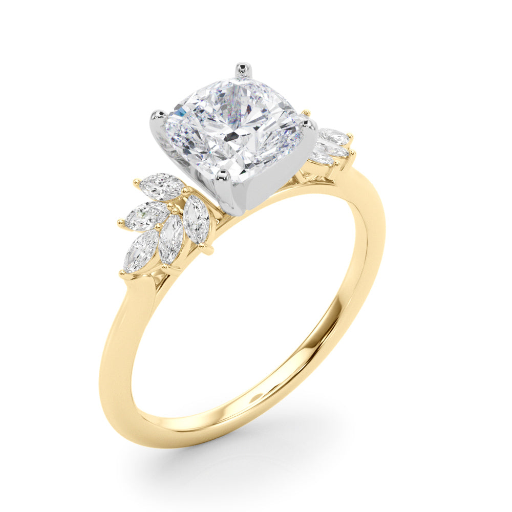 Radiant Peg Center Marquise Diamond Engagement Ring — 9K/18K Gold & Platinum
