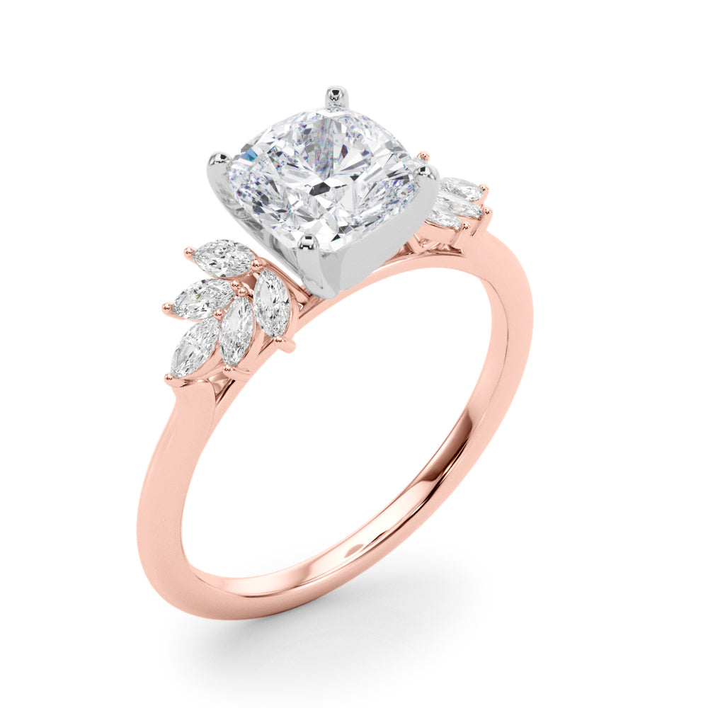 Radiant Peg Center Marquise Diamond Engagement Ring — 9K/18K Gold & Platinum