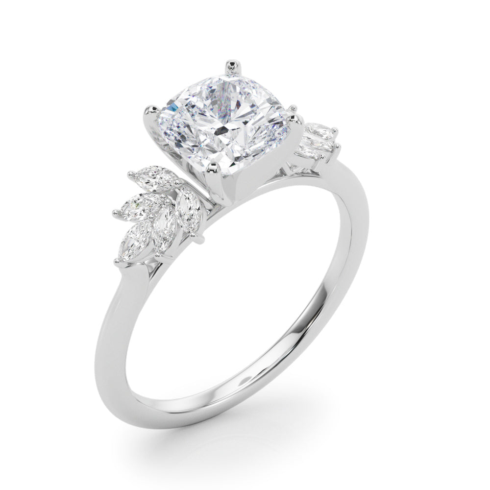 Radiant Peg Center Marquise Diamond Engagement Ring — 9K/18K Gold & Platinum