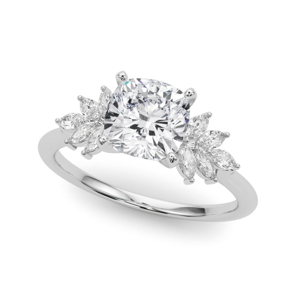 Radiant Peg Center Marquise Diamond Engagement Ring — 9K/18K Gold & Platinum