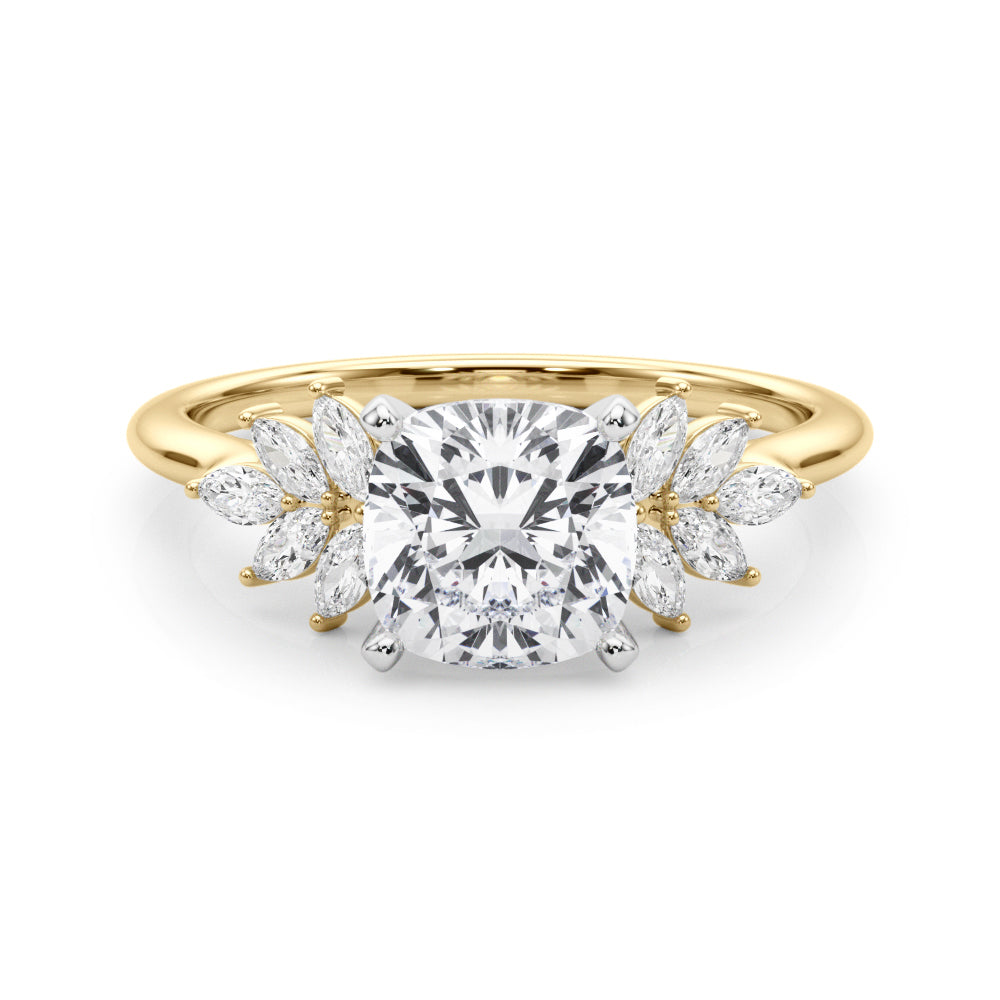 Radiant Peg Center Marquise Diamond Engagement Ring — 9K/18K Gold & Platinum