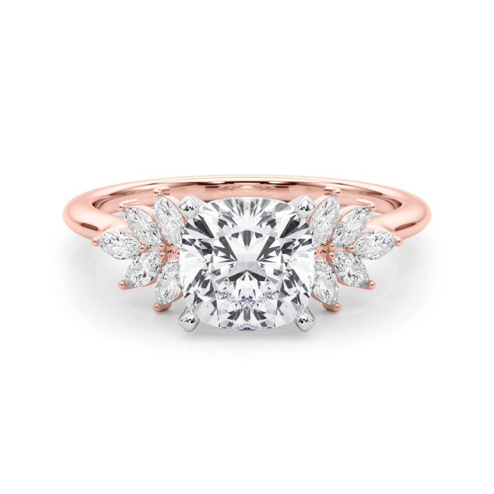 Radiant Peg Center Marquise Diamond Engagement Ring — 9K/18K Gold & Platinum