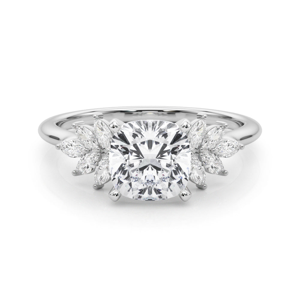 Radiant Peg Center Marquise Diamond Engagement Ring — 9K/18K Gold & Platinum