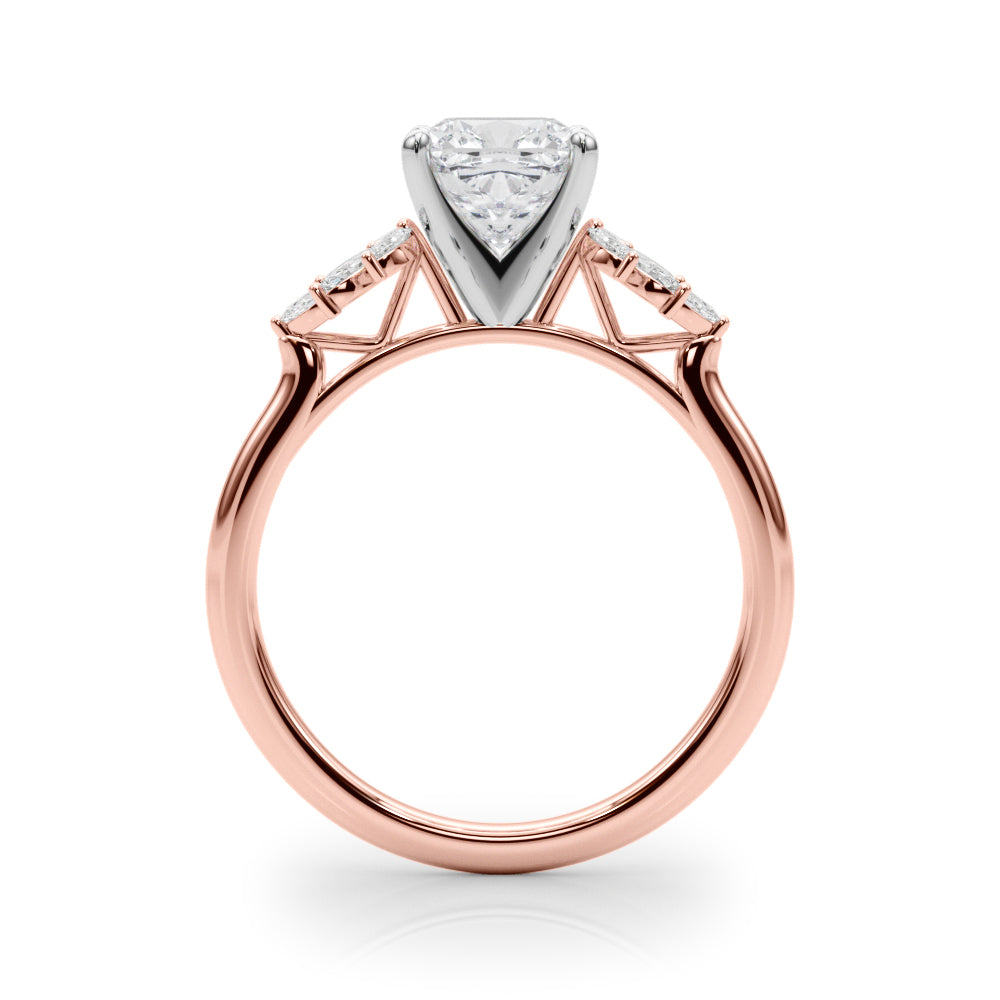 Radiant Peg Center Marquise Diamond Engagement Ring — 9K/18K Gold & Platinum