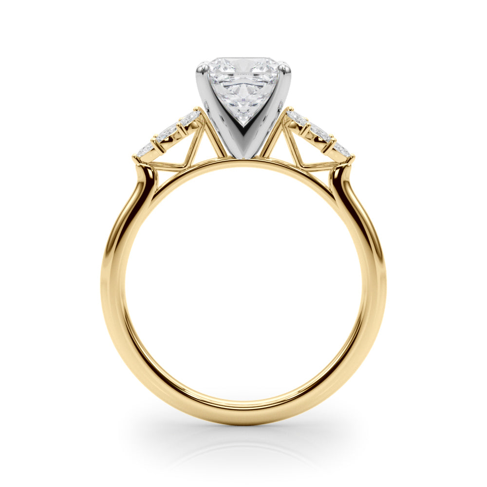 Radiant Peg Center Marquise Diamond Engagement Ring — 9K/18K Gold & Platinum