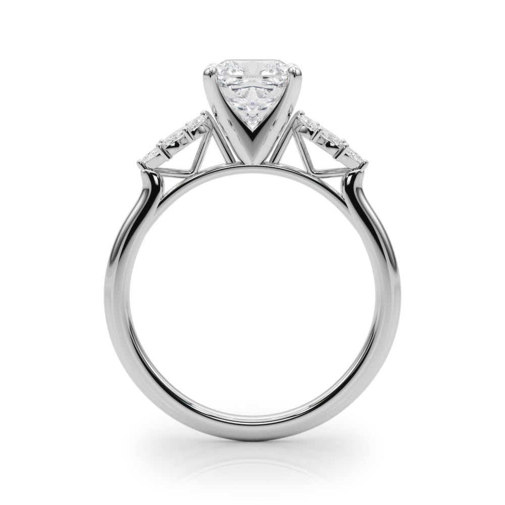 Radiant Peg Center Marquise Diamond Engagement Ring — 9K/18K Gold & Platinum