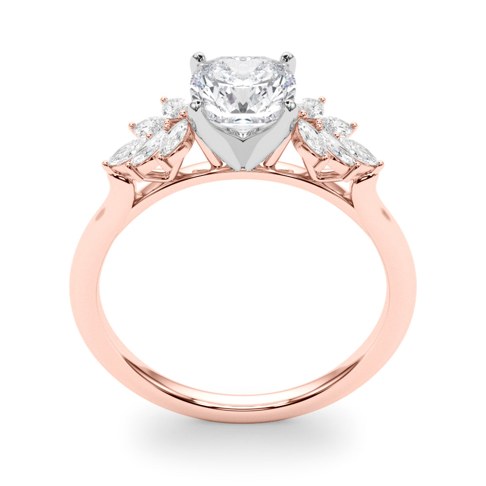 Radiant Peg Center Marquise Diamond Engagement Ring — 9K/18K Gold & Platinum