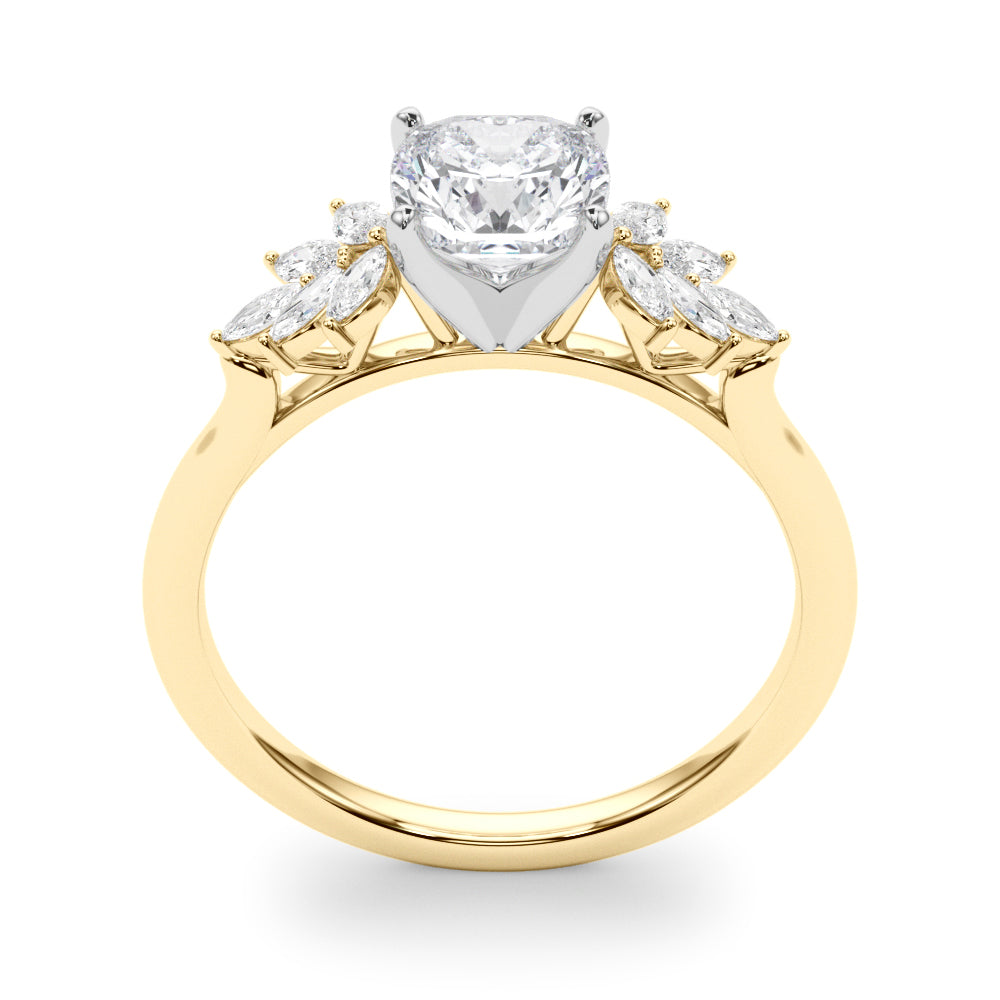 Radiant Peg Center Marquise Diamond Engagement Ring — 9K/18K Gold & Platinum