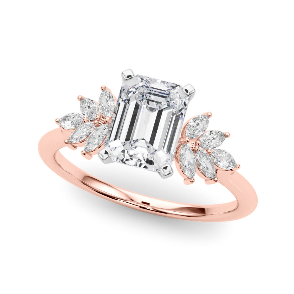 Radiant Peg Center Marquise Diamond Engagement Ring — 9K/18K Gold & Platinum