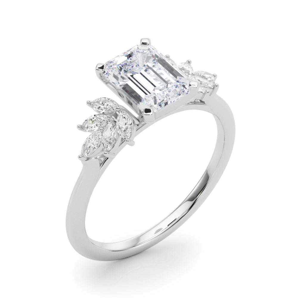 Radiant Peg Center Marquise Diamond Engagement Ring — 9K/18K Gold & Platinum