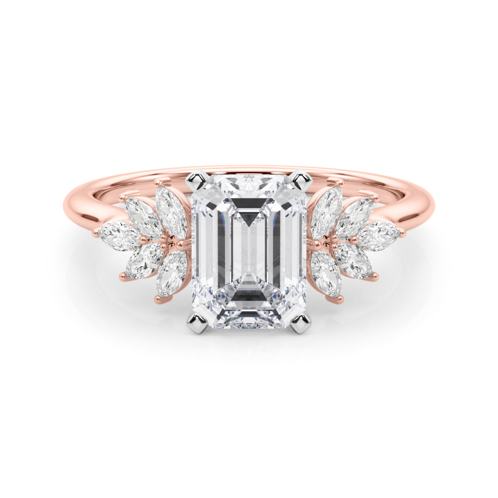 Radiant Peg Center Marquise Diamond Engagement Ring — 9K/18K Gold & Platinum
