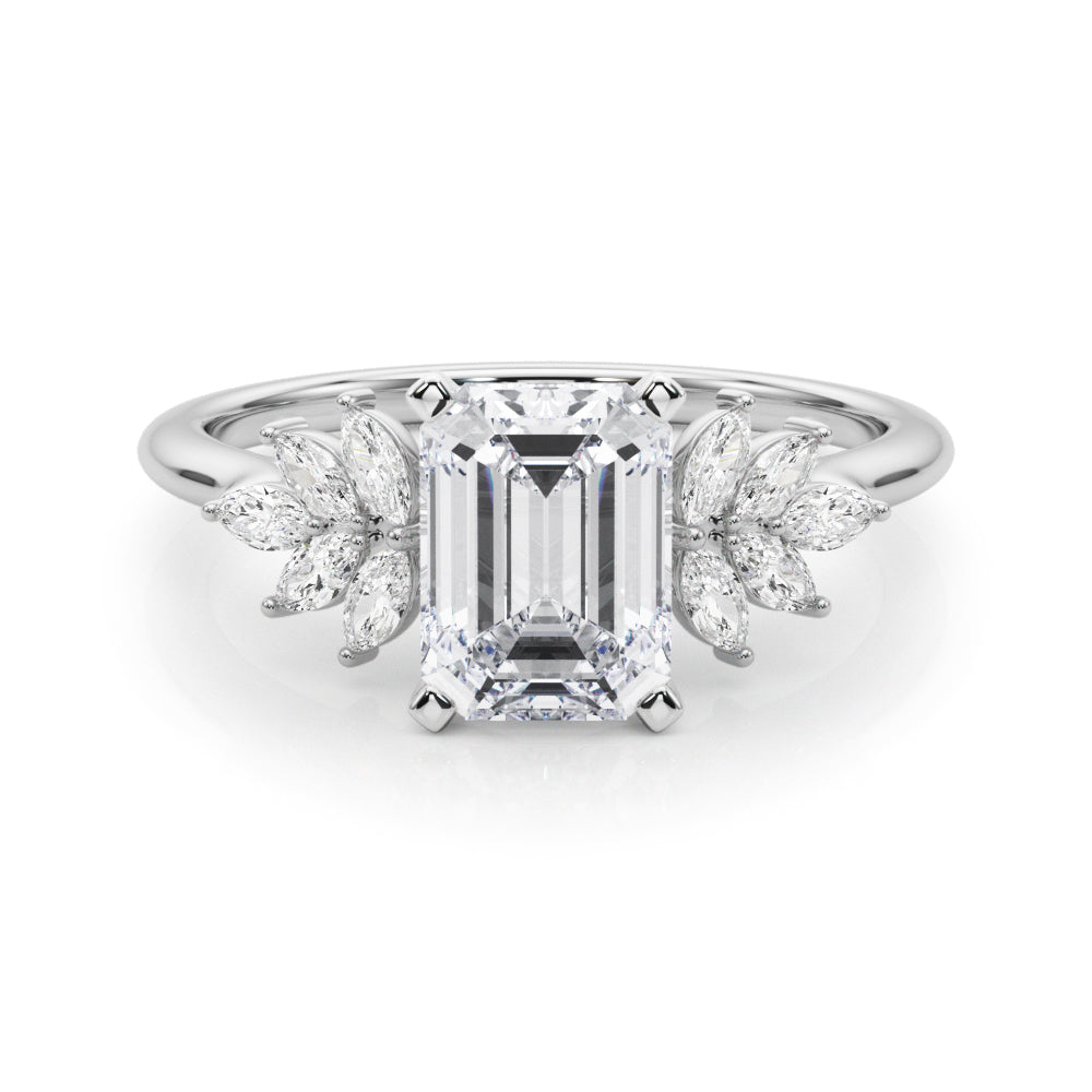 Radiant Peg Center Marquise Diamond Engagement Ring — 9K/18K Gold & Platinum