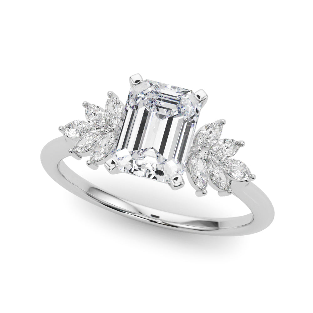 Radiant Peg Center Marquise Diamond Engagement Ring — 9K/18K Gold & Platinum