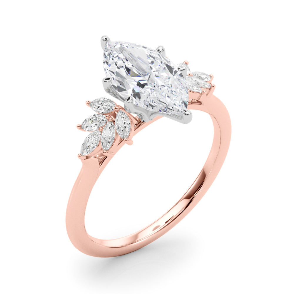 Radiant Peg Center Marquise Diamond Engagement Ring — 9K/18K Gold & Platinum