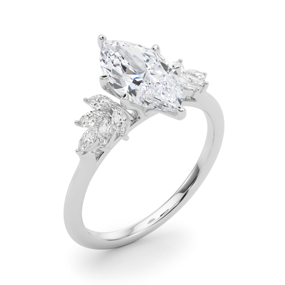 Radiant Peg Center Marquise Diamond Engagement Ring — 9K/18K Gold & Platinum