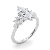Radiant Peg Center Marquise Diamond Engagement Ring — 9K/18K Gold & Platinum