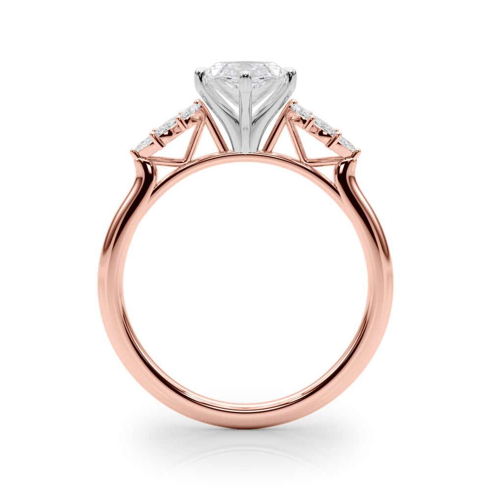Radiant Peg Center Marquise Diamond Engagement Ring — 9K/18K Gold & Platinum