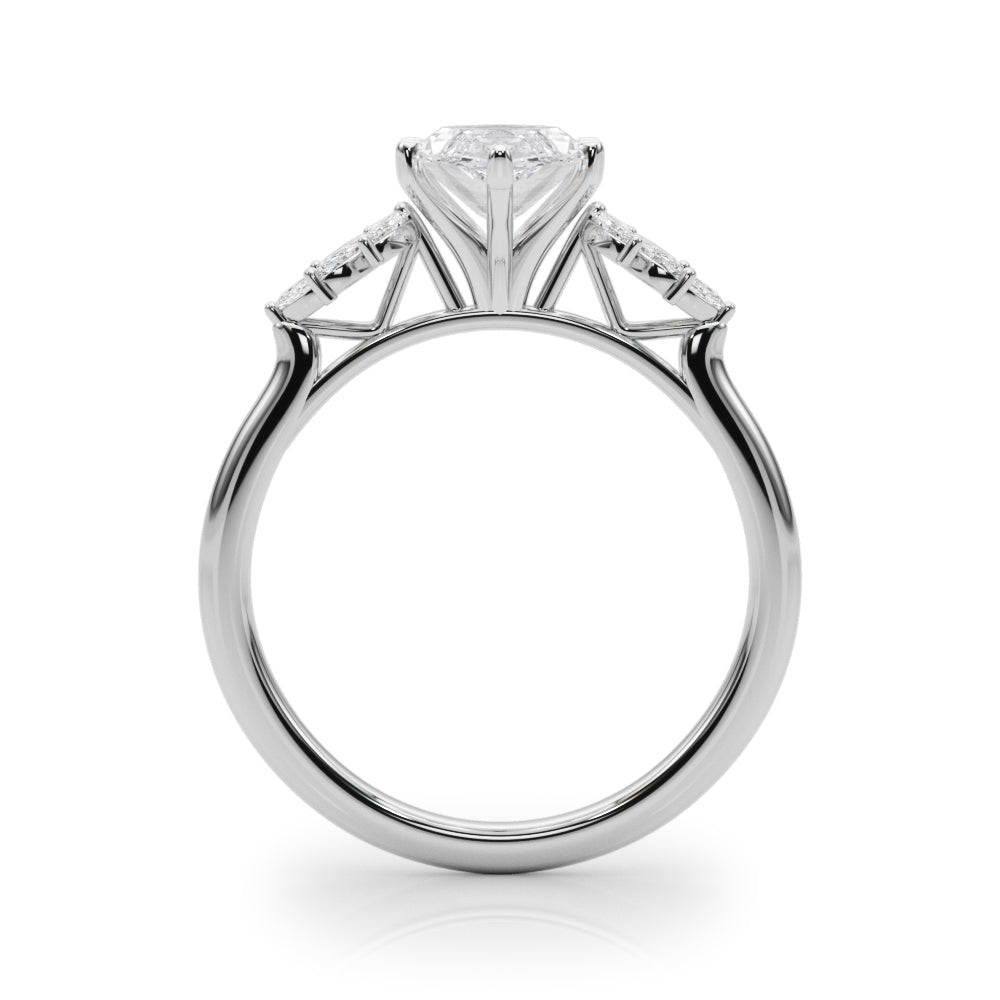 Radiant Peg Center Marquise Diamond Engagement Ring — 9K/18K Gold & Platinum