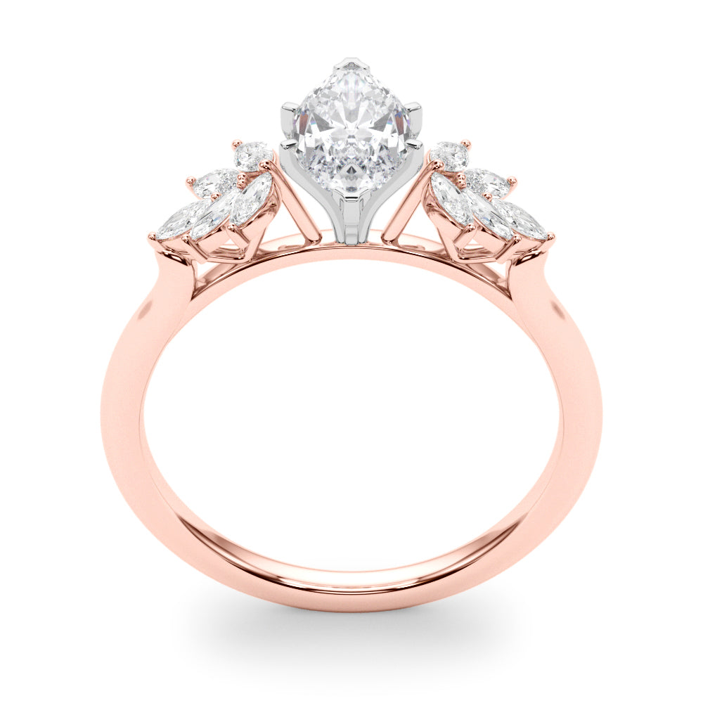 Radiant Peg Center Marquise Diamond Engagement Ring — 9K/18K Gold & Platinum