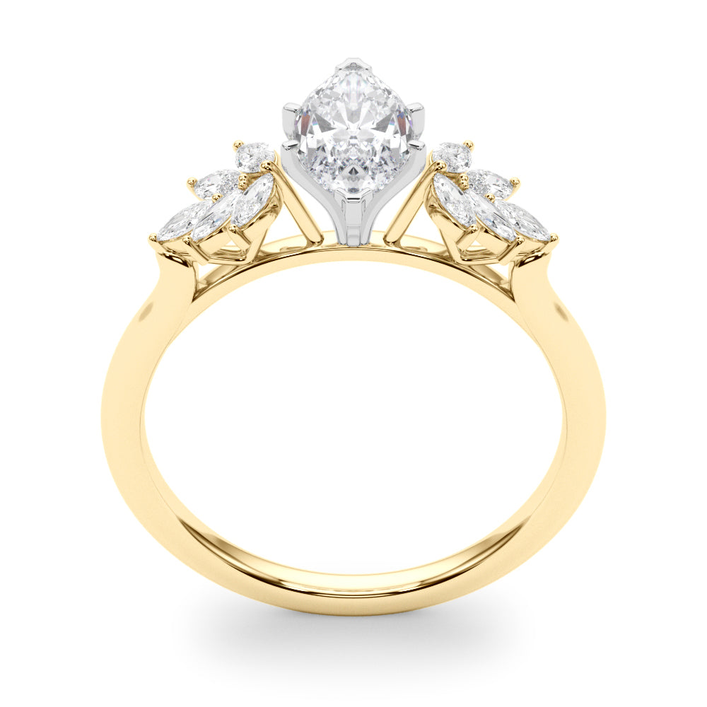 Radiant Peg Center Marquise Diamond Engagement Ring — 9K/18K Gold & Platinum