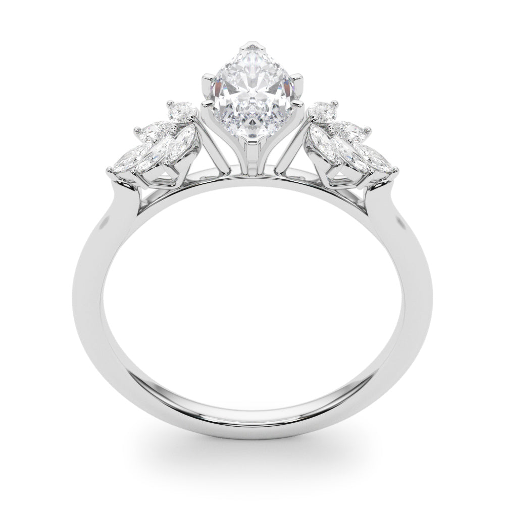 Radiant Peg Center Marquise Diamond Engagement Ring — 9K/18K Gold & Platinum