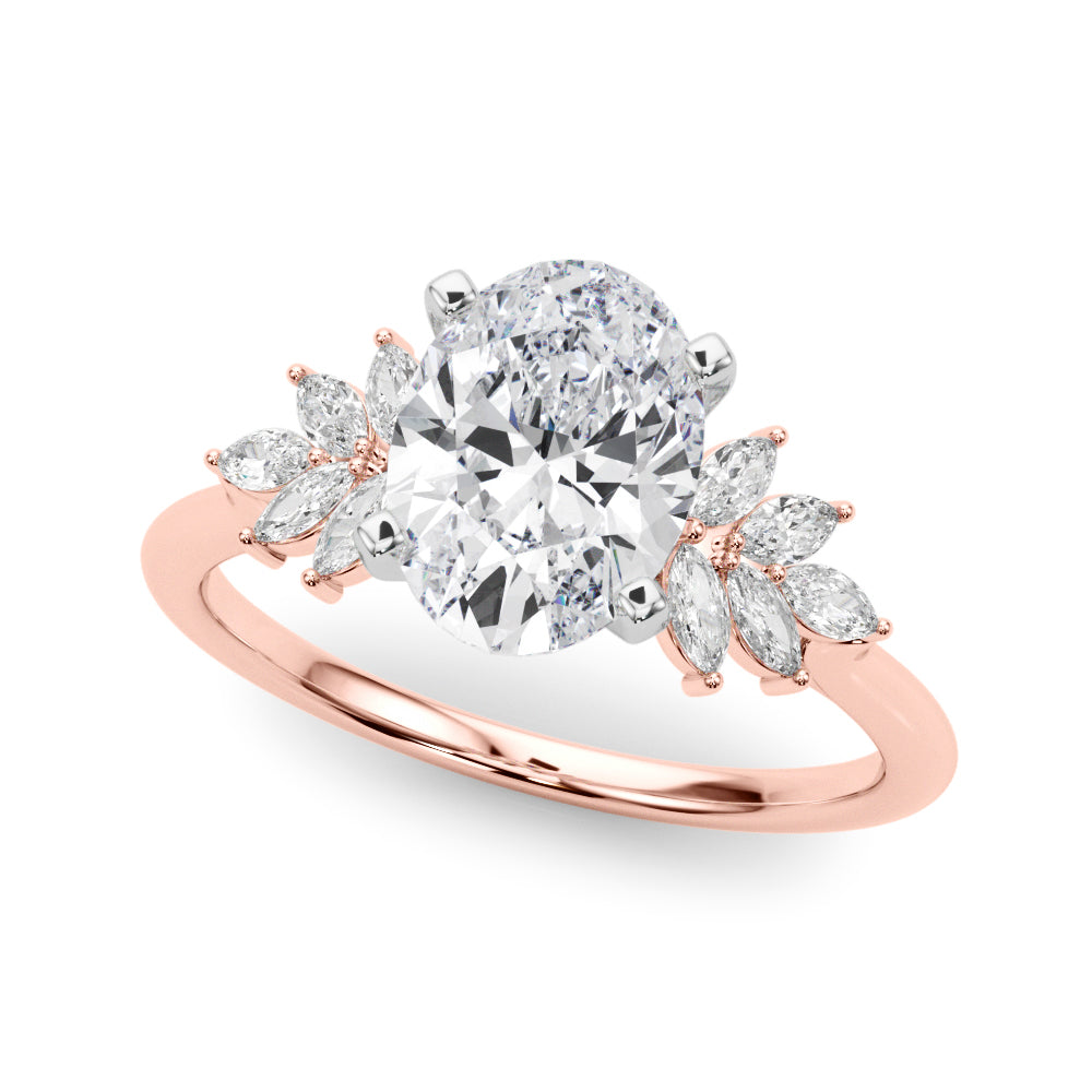 Radiant Peg Center Marquise Diamond Engagement Ring — 9K/18K Gold & Platinum