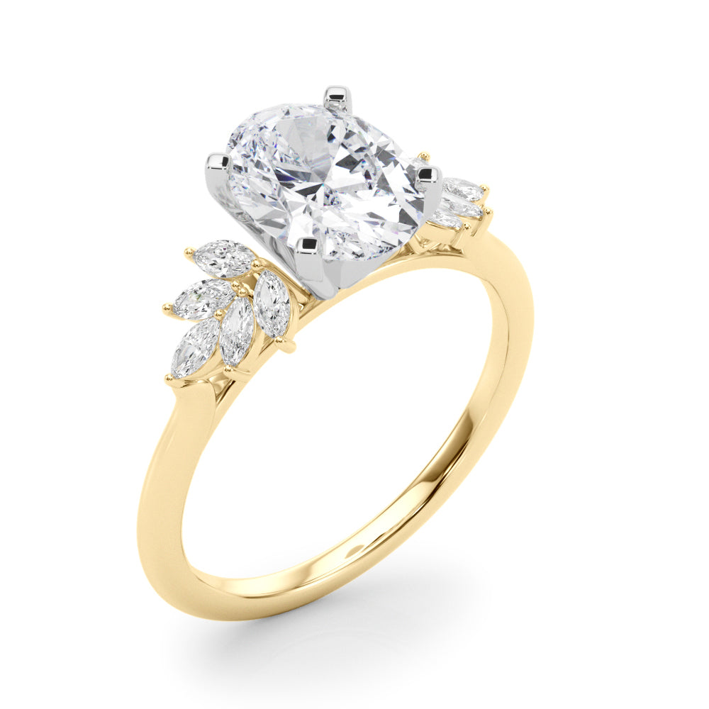 Radiant Peg Center Marquise Diamond Engagement Ring — 9K/18K Gold & Platinum