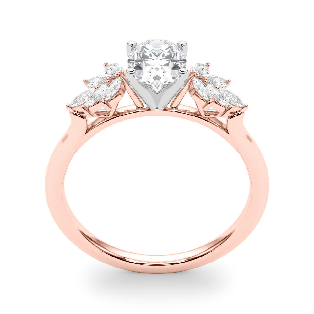 Radiant Peg Center Marquise Diamond Engagement Ring — 9K/18K Gold & Platinum
