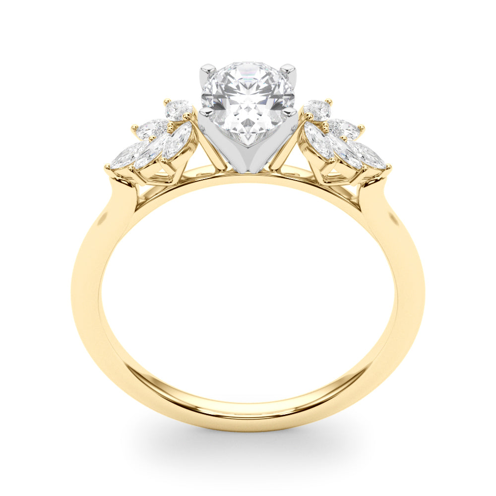 Radiant Peg Center Marquise Diamond Engagement Ring — 9K/18K Gold & Platinum
