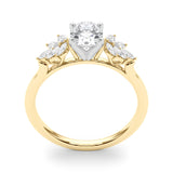 Radiant Peg Center Marquise Diamond Engagement Ring — 9K/18K Gold & Platinum