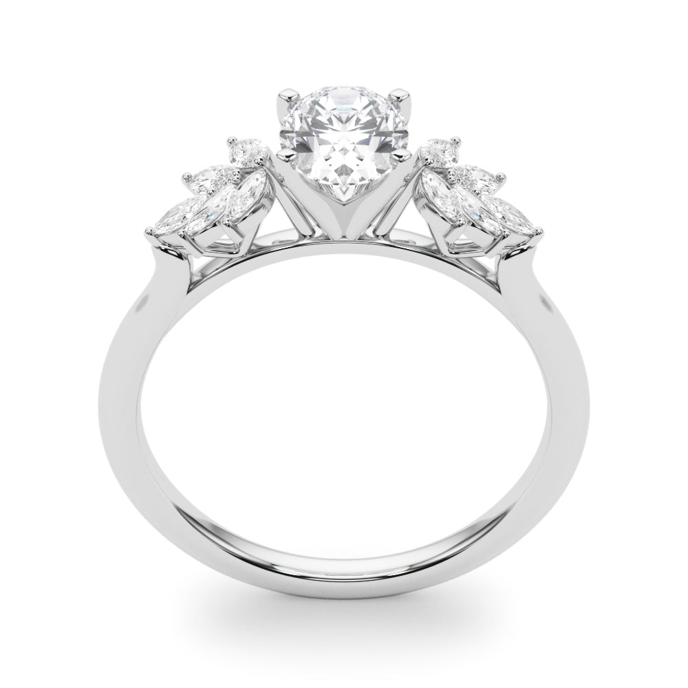 Radiant Peg Center Marquise Diamond Engagement Ring — 9K/18K Gold & Platinum