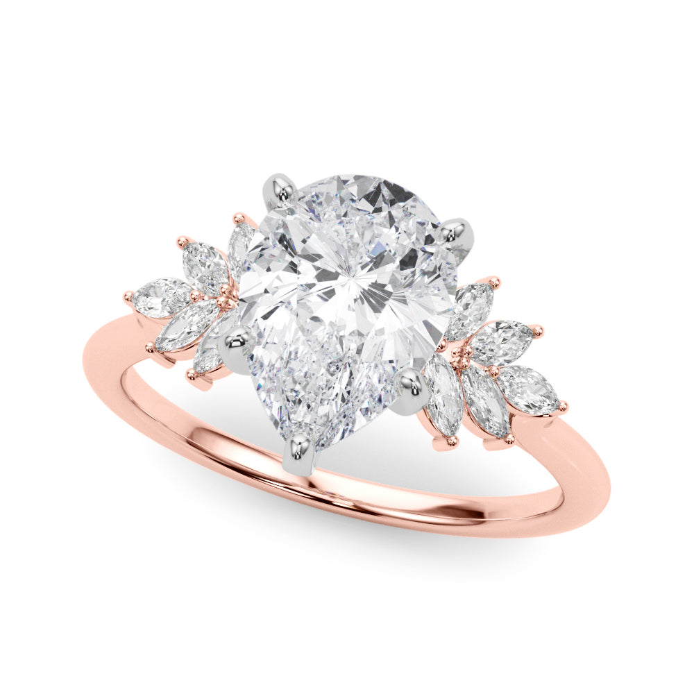 Radiant Peg Center Marquise Diamond Engagement Ring — 9K/18K Gold & Platinum