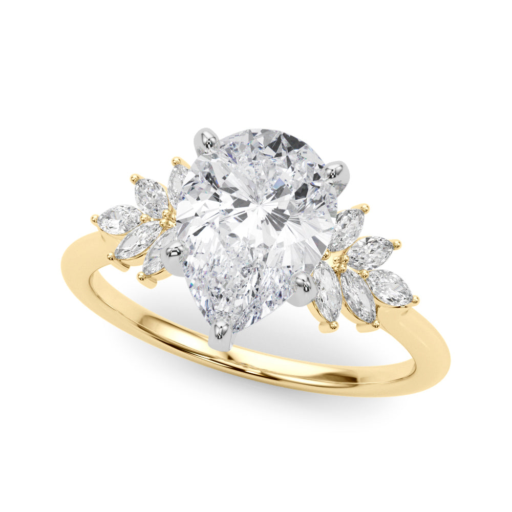 Radiant Peg Center Marquise Diamond Engagement Ring — 9K/18K Gold & Platinum