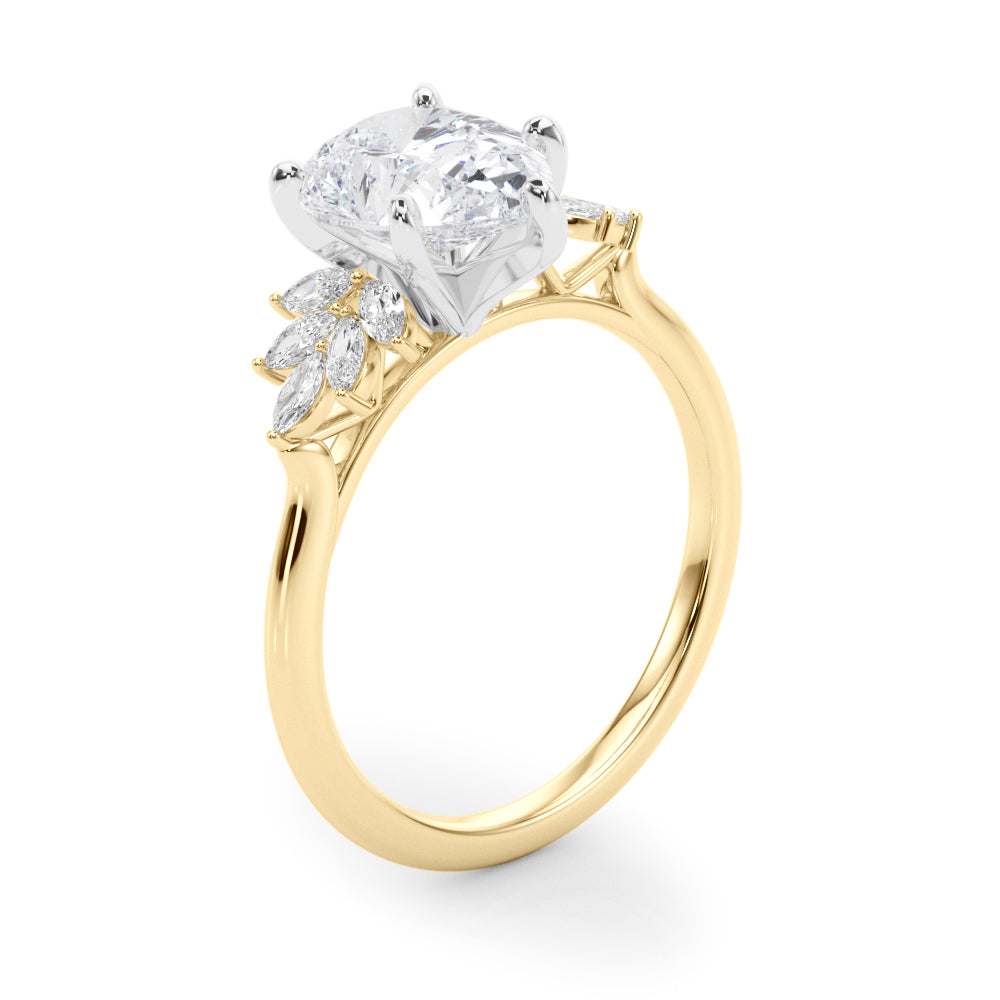 Radiant Peg Center Marquise Diamond Engagement Ring — 9K/18K Gold & Platinum