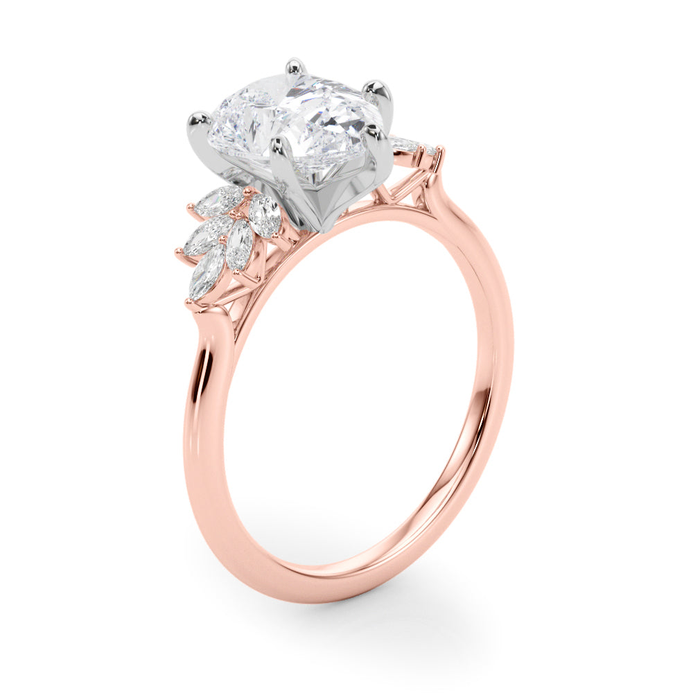 Radiant Peg Center Marquise Diamond Engagement Ring — 9K/18K Gold & Platinum