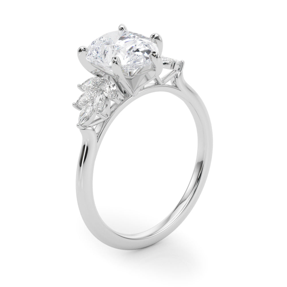 Radiant Peg Center Marquise Diamond Engagement Ring — 9K/18K Gold & Platinum