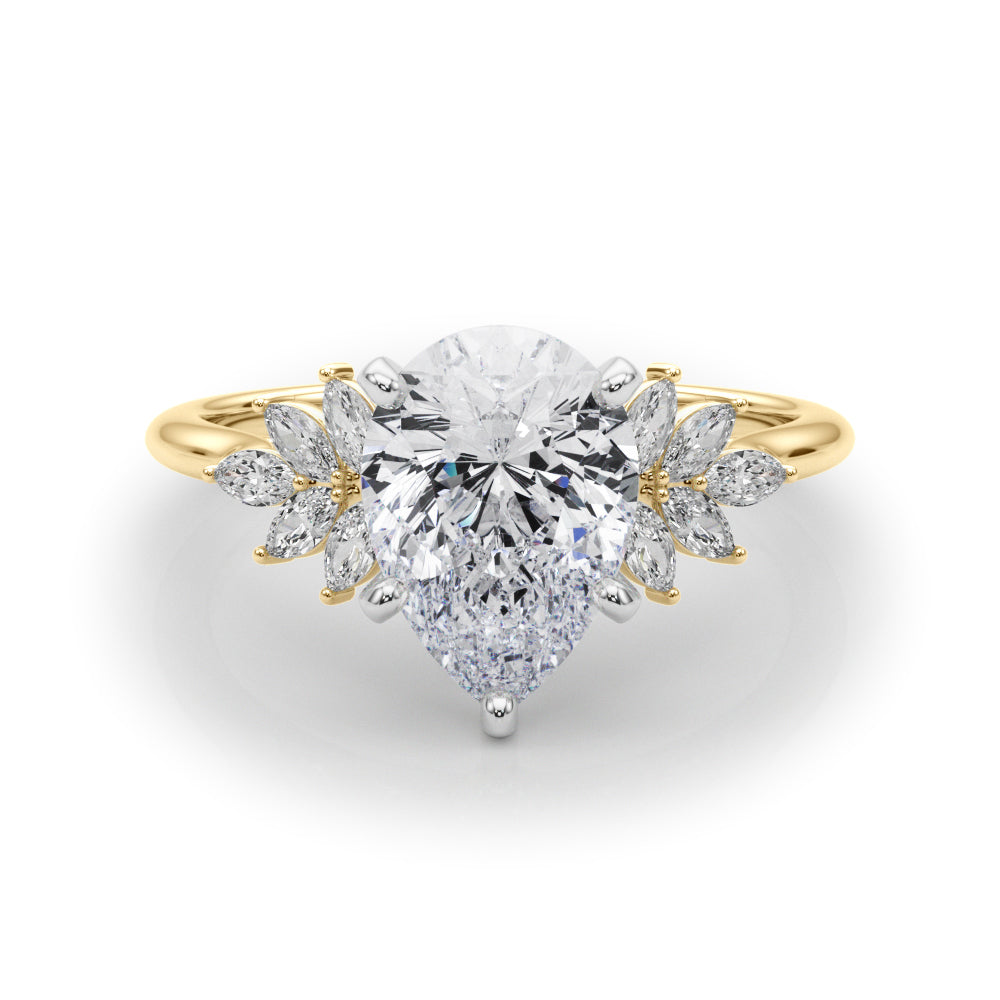 Radiant Peg Center Marquise Diamond Engagement Ring — 9K/18K Gold & Platinum