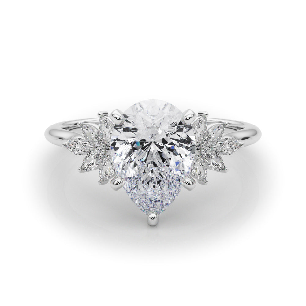 Radiant Peg Center Marquise Diamond Engagement Ring — 9K/18K Gold & Platinum