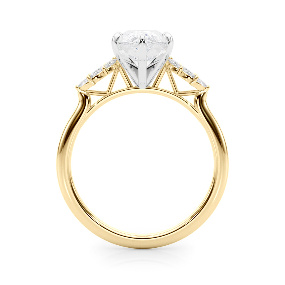 Radiant Peg Center Marquise Diamond Engagement Ring — 9K/18K Gold & Platinum