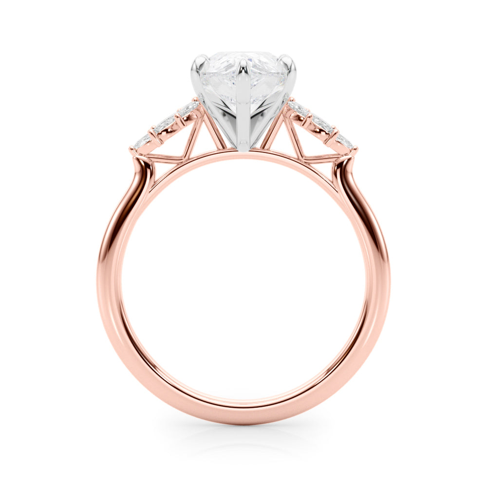Radiant Peg Center Marquise Diamond Engagement Ring — 9K/18K Gold & Platinum