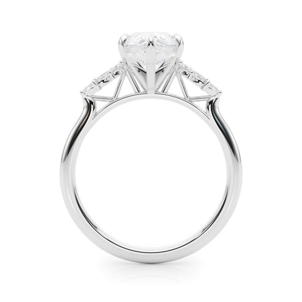 Radiant Peg Center Marquise Diamond Engagement Ring — 9K/18K Gold & Platinum