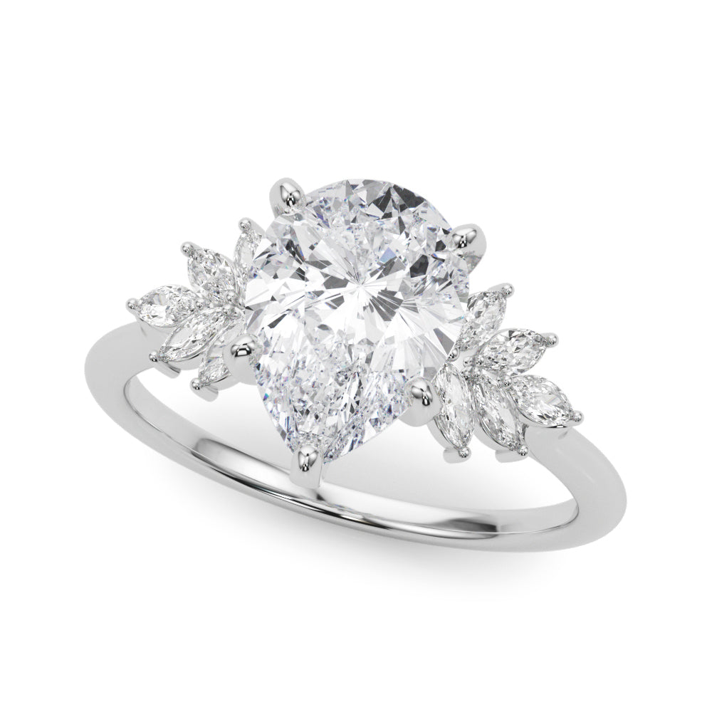 Radiant Peg Center Marquise Diamond Engagement Ring — 9K/18K Gold & Platinum