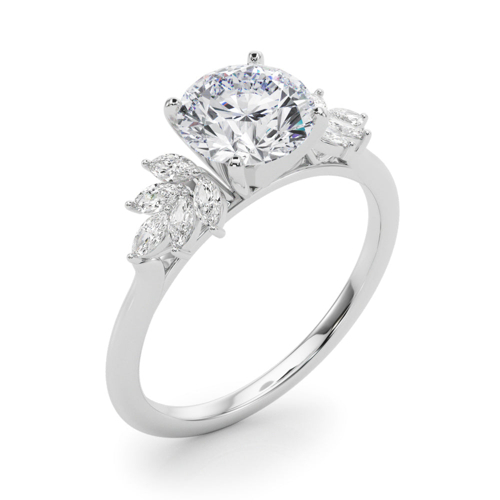 Radiant Peg Center Marquise Diamond Engagement Ring — 9K/18K Gold & Platinum
