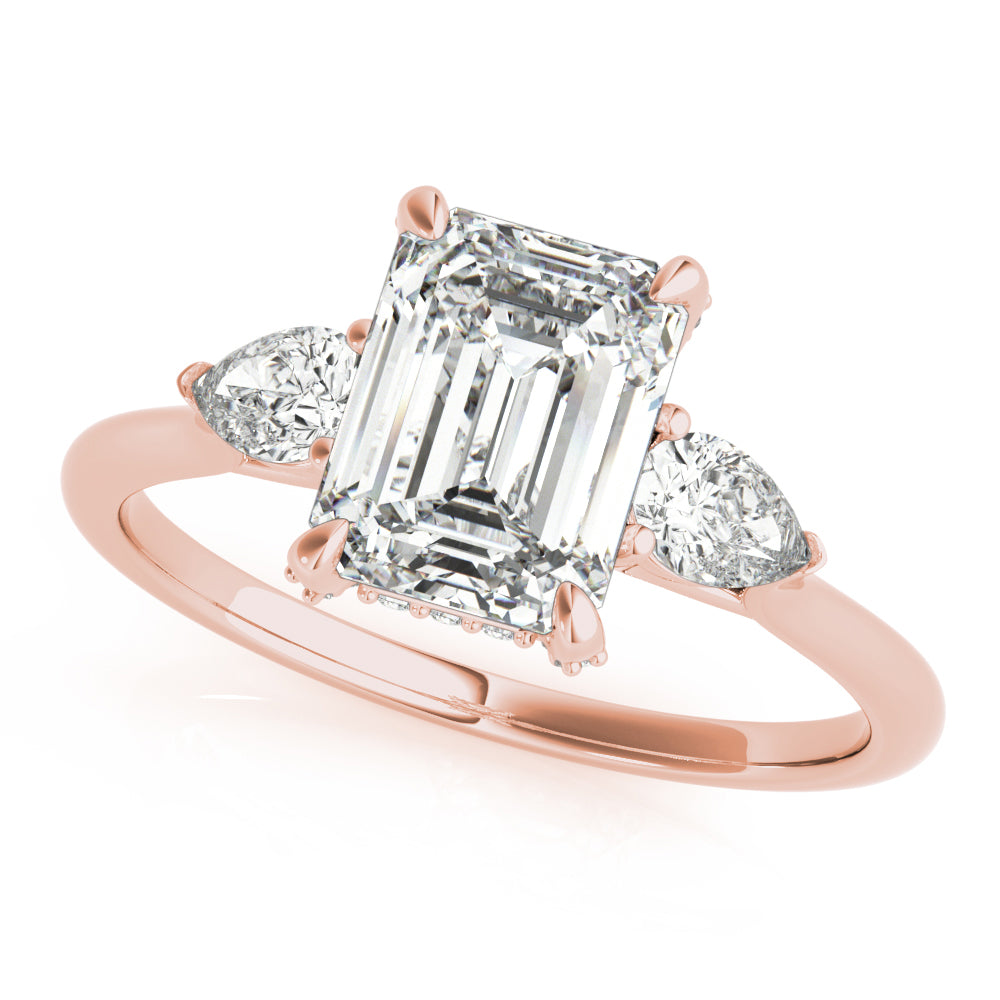 Majestic Cut Center Emerald Diamond Engagement Ring — 9K/18K Gold & Platinum