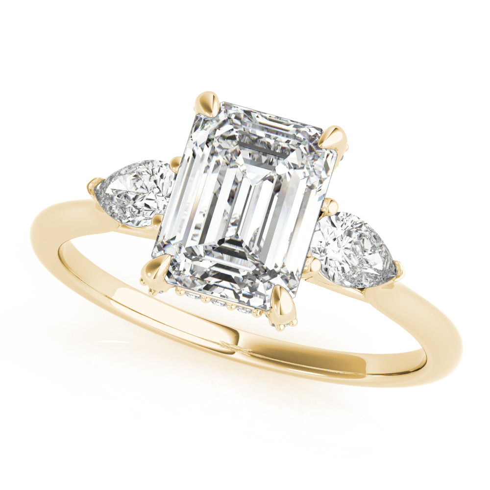 Majestic Cut Center Emerald Diamond Engagement Ring — 9K/18K Gold & Platinum