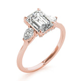 Majestic Cut Center Emerald Diamond Engagement Ring — 9K/18K Gold & Platinum