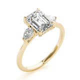 Majestic Cut Center Emerald Diamond Engagement Ring — 9K/18K Gold & Platinum