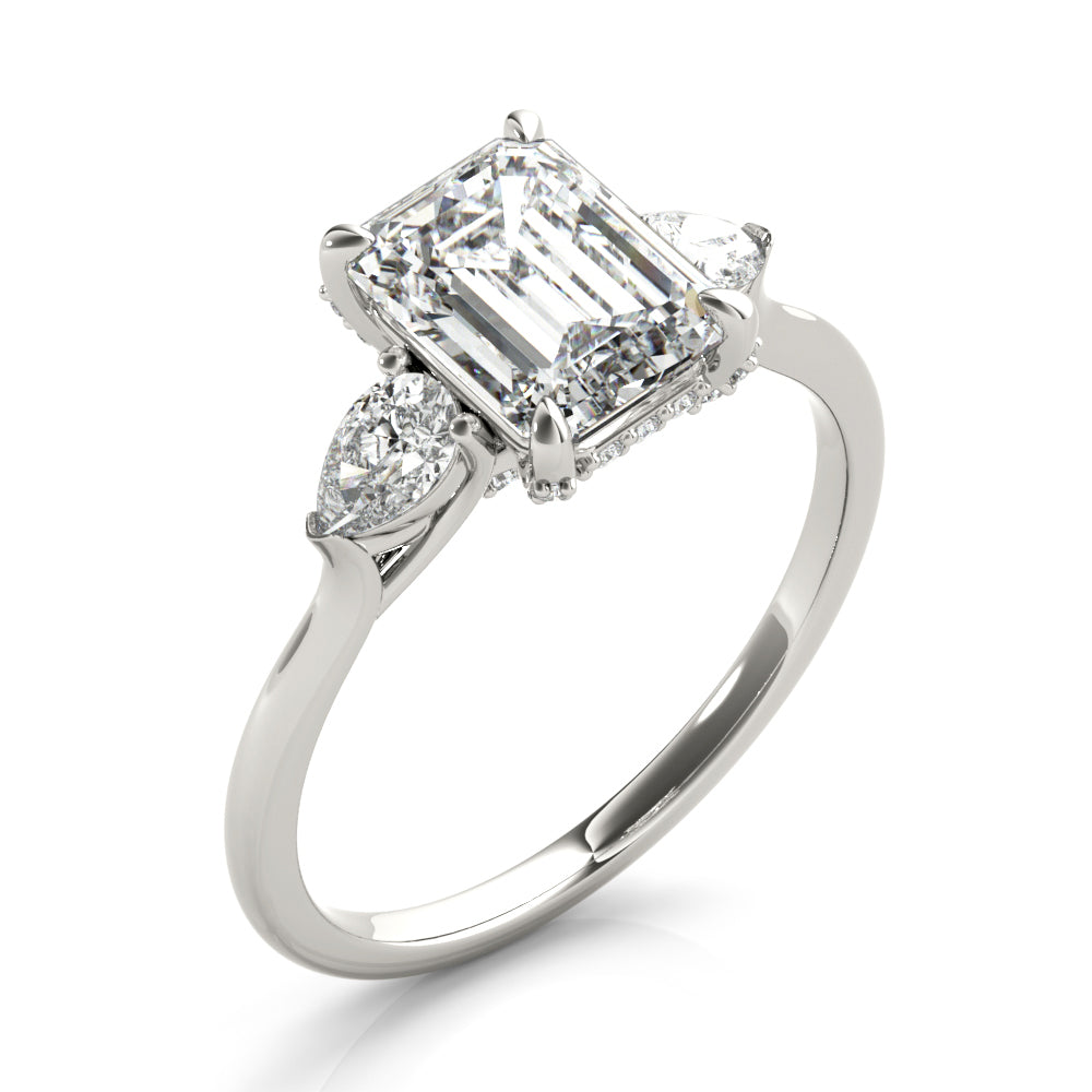 Majestic Cut Center Emerald Diamond Engagement Ring — 9K/18K Gold & Platinum