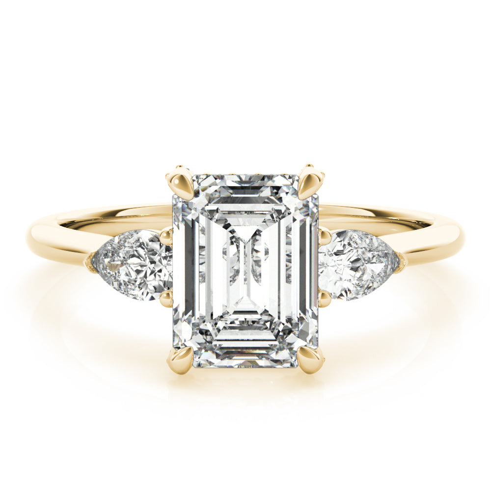Majestic Cut Center Emerald Diamond Engagement Ring — 9K/18K Gold & Platinum